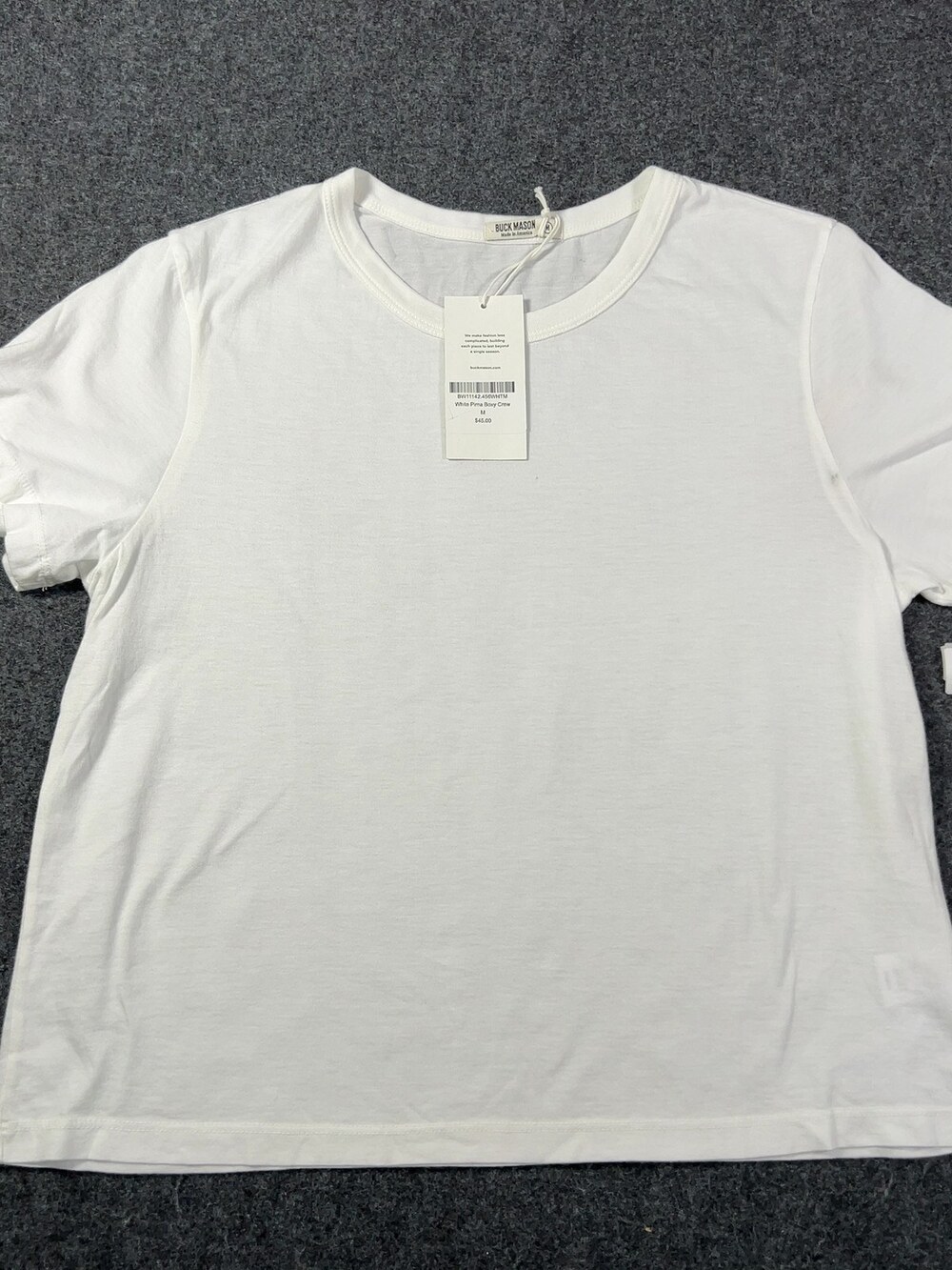 Buck Mason White Pima Boxy Crewneck Tee Womens Sz Medium NWI Msrp45 [ND3]